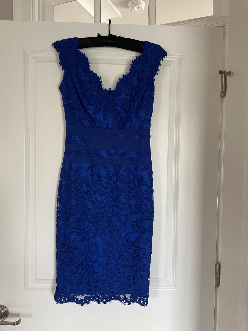 Tadashi Shoji Cobalt Blue Lace V-Neck Midi Dress